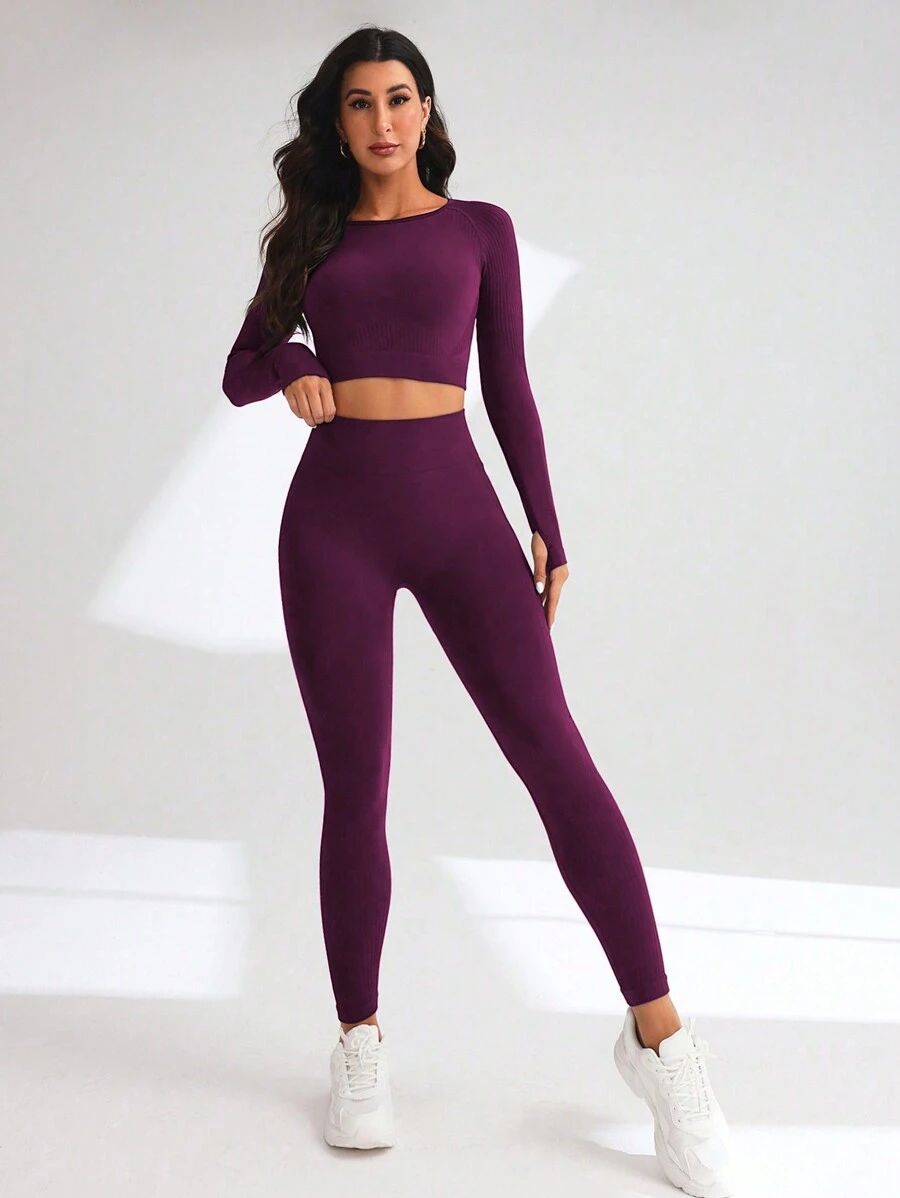 Conjunto deportivo de top de manga larga 