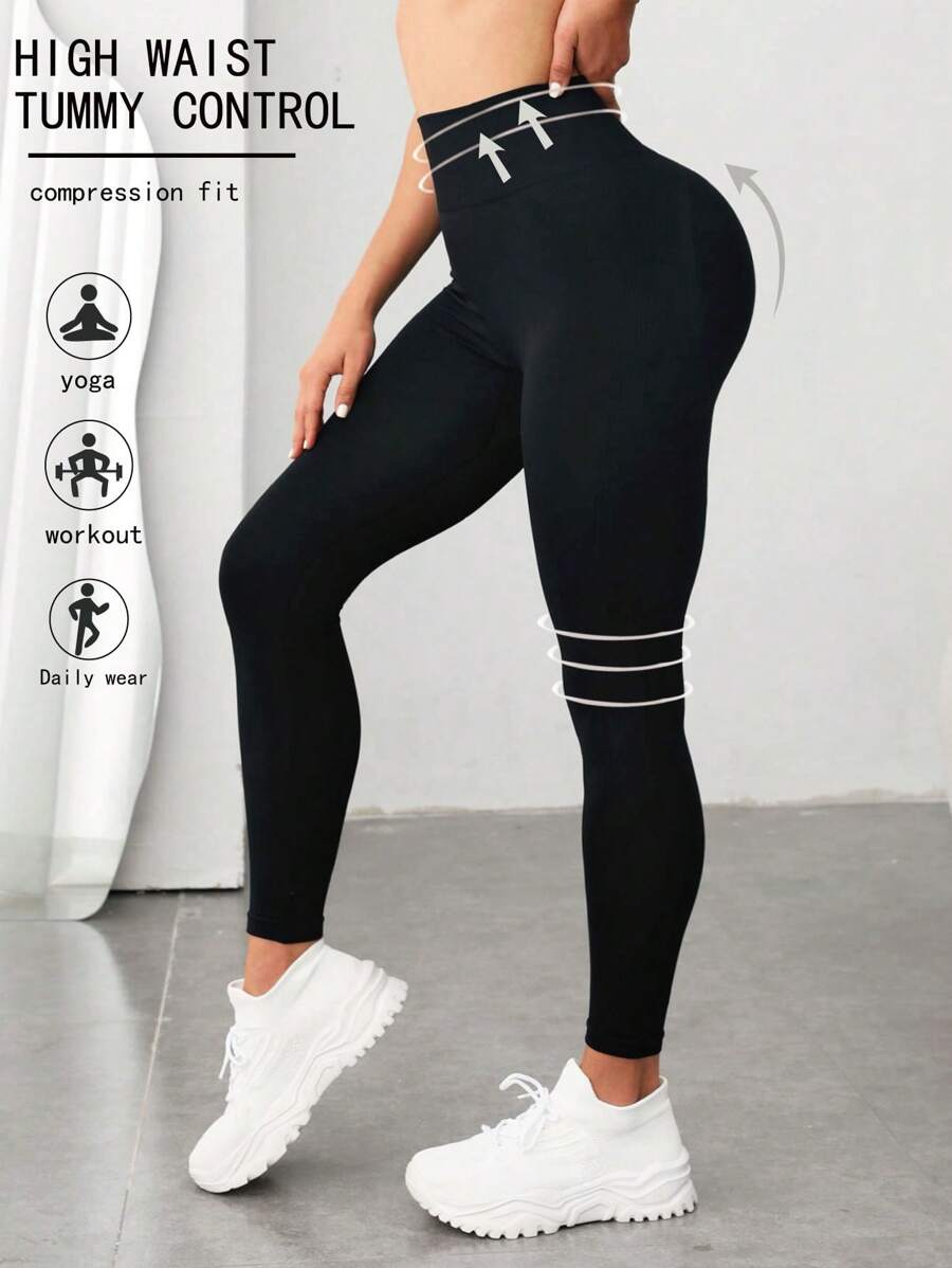 3 piezas leggings deportivos sin costura de cintura ancha, Mode de Mujer