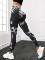 Yoga Trendy Tie Dye Wideband Waist Sports Leggings